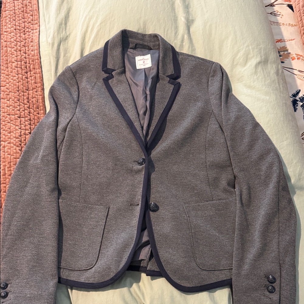 GAP Charcoal Blazer with Navy Trim